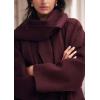 image:imagechouyatou Womens Winter Double Breasted Wool Coat Business Casual Collarless Trench Pea Coat with ScarfBurgundy