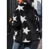 image:imagechouyatou Womens Winter Fuzzy Fleece Star Jacket Oversized Button Down Sherpa Shacket Faux Fur CoatBlack
