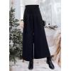 image:imagechouyatou Womens Winter High Waist Wide Leg Wool Blend Palazzo Capri Pants Culottes with PocketsBlack