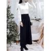 image:imagechouyatou Womens Winter High Waist Wide Leg Wool Blend Palazzo Capri Pants Culottes with PocketsBlack