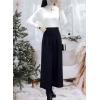 image:imagechouyatou Womens Winter High Waist Wide Leg Wool Blend Palazzo Capri Pants Culottes with PocketsBlack