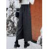 image:imagechouyatou Womens Winter High Waist Wide Leg Wool Blend Palazzo Capri Pants Culottes with PocketsDark Gray