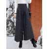 image:imagechouyatou Womens Winter High Waist Wide Leg Wool Blend Palazzo Capri Pants Culottes with PocketsDark Gray