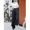 image:imagechouyatou Womens Winter High Waist Wide Leg Wool Blend Palazzo Capri Pants Culottes with PocketsDark Gray