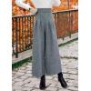 image:imagechouyatou Womens Winter High Waist Wide Leg Wool Blend Palazzo Capri Pants Culottes with PocketsLight Gray