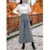 image:imagechouyatou Womens Winter High Waist Wide Leg Wool Blend Palazzo Capri Pants Culottes with PocketsLight Gray