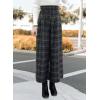 image:imagechouyatou Womens Winter High Waist Wide Leg Wool Blend Palazzo Capri Pants Culottes with PocketsPlaid