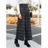 image:imagechouyatou Womens Winter High Waist Wide Leg Wool Blend Palazzo Capri Pants Culottes with PocketsPlaid