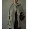 image:imagechouyatou Womens Winter Hooded Wool Coat Casual Loose Trench Pea Coat Zip Up Wool Blend Utility Safari JacketLight Gray