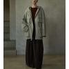 image:imagechouyatou Womens Winter Hooded Wool Coat Casual Loose Trench Pea Coat Zip Up Wool Blend Utility Safari JacketLight Gray