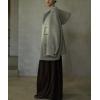 image:imagechouyatou Womens Winter Hooded Wool Coat Casual Loose Trench Pea Coat Zip Up Wool Blend Utility Safari JacketLight Gray