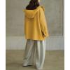 image:imagechouyatou Womens Winter Hooded Wool Coat Casual Loose Trench Pea Coat Zip Up Wool Blend Utility Safari JacketYellow
