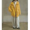image:imagechouyatou Womens Winter Hooded Wool Coat Casual Loose Trench Pea Coat Zip Up Wool Blend Utility Safari JacketYellow