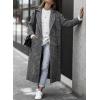 image:imagechouyatou Womens Winter Houndstooth Wool Coat Notch Lapel Midi Long Winter Trench Coat with PocketsBlack