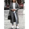 image:imagechouyatou Womens Winter Houndstooth Wool Coat Notch Lapel Midi Long Winter Trench Coat with PocketsBlack