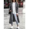image:imagechouyatou Womens Winter Houndstooth Wool Coat Notch Lapel Midi Long Winter Trench Coat with PocketsBlack