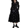 image:imagechouyatou Womens 2025 Fall Floral Corduroy Shirt Dress Button Down ALine Midi Long Winter DressBlack