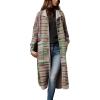 image:imagechouyatou Womens Fall Button Down Boho Midi Long Cargigan Coat Winter Mock Neck Tribal Floral CoatiganGreen
