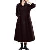 image:imagechouyatou Womens Fall Button Down Corduroy Shirt Dress Long Sleeve ALine Pleated Midi Long Winter DressCoffee