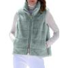image:imagechouyatou Womens Fall Winter Faux Fur Vest Jacket Casual Zip Up Sleeveless Furry Faux Fur CoatGreen