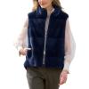 image:imagechouyatou Womens Fall Winter Faux Fur Vest Jacket Casual Zip Up Sleeveless Furry Faux Fur CoatNavy Blue