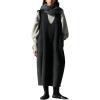 image:imagechouyatou Womens Fall Winter UNeck Wool Overall Dress Sleeveless ALine Midi Long Tank Pinafore Dress with PocketsDark Grey