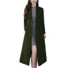image:imagechouyatou Womens Maxi Long Wool Blend Pea Coat Shawl Collar Double Breasted Winter Trench Coat OvercoatArmy Green