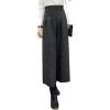 image:imagechouyatou Womens Winter High Waist Wide Leg Wool Blend Palazzo Capri Pants Culottes with PocketsDark Gray