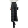 image:imagechouyatou Womens Winter High Waist Wide Leg Wool Blend Palazzo Capri Pants Culottes with PocketsPlaid