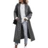 image:imagechouyatou Womens Winter Houndstooth Wool Coat Notch Lapel Midi Long Winter Trench Coat with PocketsBlack