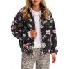 image:imagechouyatou Womens Winter Warm Floral Fuzzy Fleece Jacket Vintage Fall Zip Up Sherpa Jacket Faux Fur CoatDark Grey
