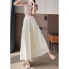 image:imagechouyatou Womens Boho Lace Embroidery Eyelet Swing Skirt High Elastic Waist Ruffle Tiered Long SkirtApricot