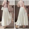 image:imagechouyatou Womens Boho Lace Embroidery Eyelet Swing Skirt High Elastic Waist Ruffle Tiered Long SkirtApricot