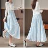 image:imagechouyatou Womens Boho Lace Embroidery Eyelet Swing Skirt High Elastic Waist Ruffle Tiered Long SkirtLight Blue