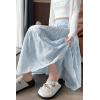 image:imagechouyatou Womens Boho Lace Embroidery Eyelet Swing Skirt High Elastic Waist Ruffle Tiered Long SkirtLight Blue