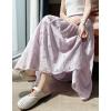 image:imagechouyatou Womens Boho Lace Embroidery Eyelet Swing Skirt High Elastic Waist Ruffle Tiered Long SkirtPurple