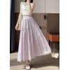 image:imagechouyatou Womens Boho Lace Embroidery Eyelet Swing Skirt High Elastic Waist Ruffle Tiered Long SkirtPurple