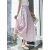 image:imagechouyatou Womens Boho Lace Embroidery Eyelet Swing Skirt High Elastic Waist Ruffle Tiered Long SkirtPurple