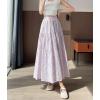 image:imagechouyatou Womens Boho Lace Embroidery Eyelet Swing Skirt High Elastic Waist Ruffle Tiered Long SkirtPurple