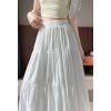 image:imagechouyatou Womens Boho Lace Embroidery Eyelet Swing Skirt High Elastic Waist Ruffle Tiered Long SkirtWhite