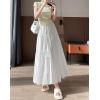 image:imagechouyatou Womens Boho Lace Embroidery Eyelet Swing Skirt High Elastic Waist Ruffle Tiered Long SkirtWhite