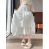 image:imagechouyatou Womens Boho Lace Embroidery Eyelet Swing Skirt High Elastic Waist Ruffle Tiered Long SkirtWhite