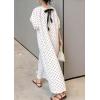 image:imagechouyatou Womens Polka Dot A Line Flare Dress Puff Sleeve Loose Cute Floral Midi Long Dress with PocketsRed White