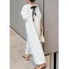 image:imagechouyatou Womens Polka Dot A Line Flare Dress Puff Sleeve Loose Cute Floral Midi Long Dress with PocketsWhite