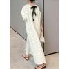 image:imagechouyatou Womens Polka Dot A Line Flare Dress Puff Sleeve Loose Cute Floral Midi Long Dress with PocketsYellow