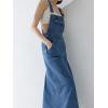 image:imagechouyatou Womens Sleeveless Sexy Pencil Denim Tank Dress Mid Long Overall Jean Jumper Dress with SplitBlue