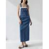 image:imagechouyatou Womens Sleeveless Sexy Pencil Denim Tank Dress Mid Long Overall Jean Jumper Dress with SplitBlue
