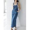 image:imagechouyatou Womens Sleeveless Sexy Pencil Denim Tank Dress Mid Long Overall Jean Jumper Dress with SplitBlue