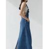 image:imagechouyatou Womens Sleeveless Sexy Pencil Denim Tank Dress Mid Long Overall Jean Jumper Dress with SplitBlue