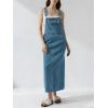 image:imagechouyatou Womens Sleeveless Sexy Pencil Denim Tank Dress Mid Long Overall Jean Jumper Dress with SplitRetro Blue